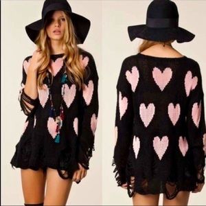 Wildfox all over hearts sweater Sz XS
